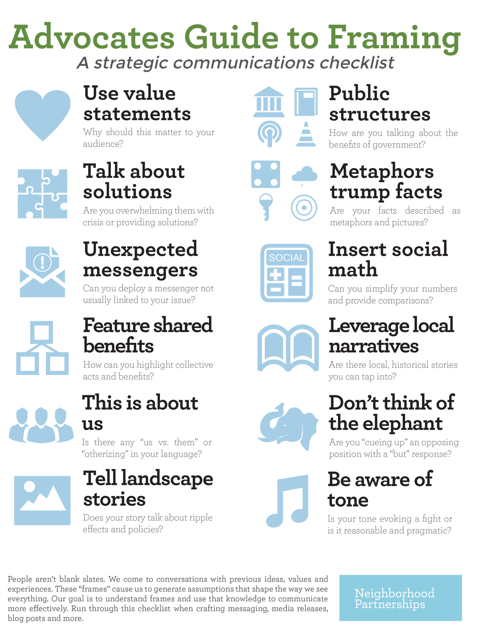 Advocates Guide to Framing Checklist as an image.